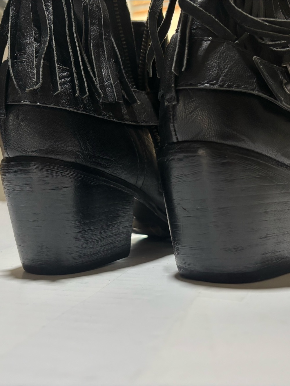 Free People Black Fringe Ankle Boots - Picture 7 of 11
